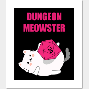 Dungeon Meowster Funny Nerdy Gamer Cat D20 RPG Posters and Art